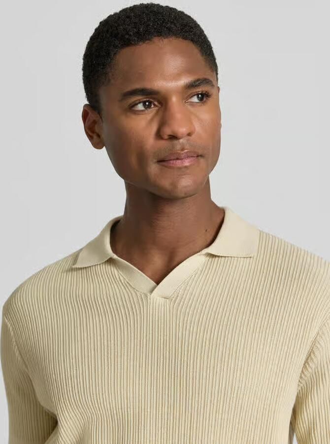Lerros slim fit gebreid poloshirt met V-hals