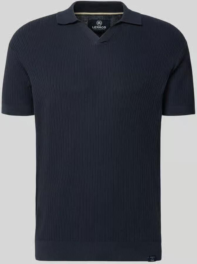 Lerros slim fit gebreid poloshirt met V-hals - Foto 2