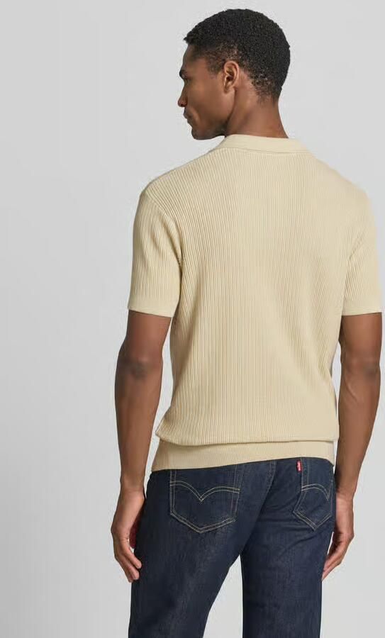 Lerros slim fit gebreid poloshirt met V-hals