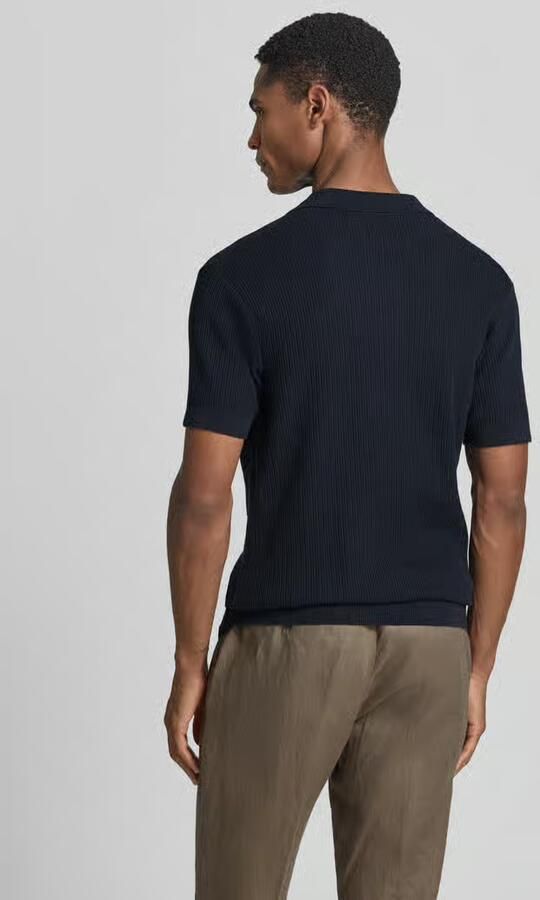 Lerros slim fit gebreid poloshirt met V-hals