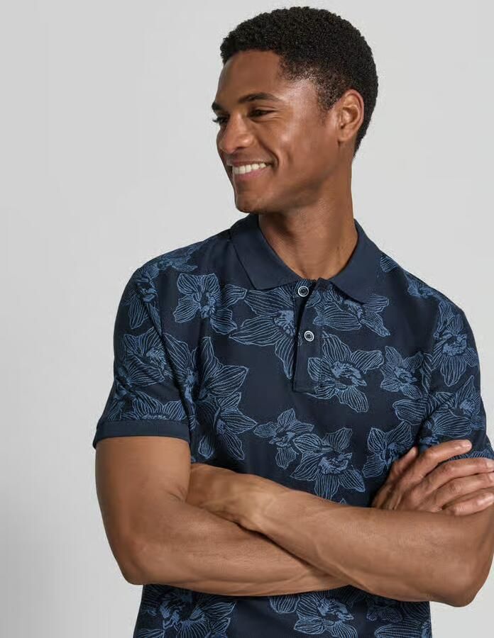 Lerros slim fit poloshirt met allover bloemenprint