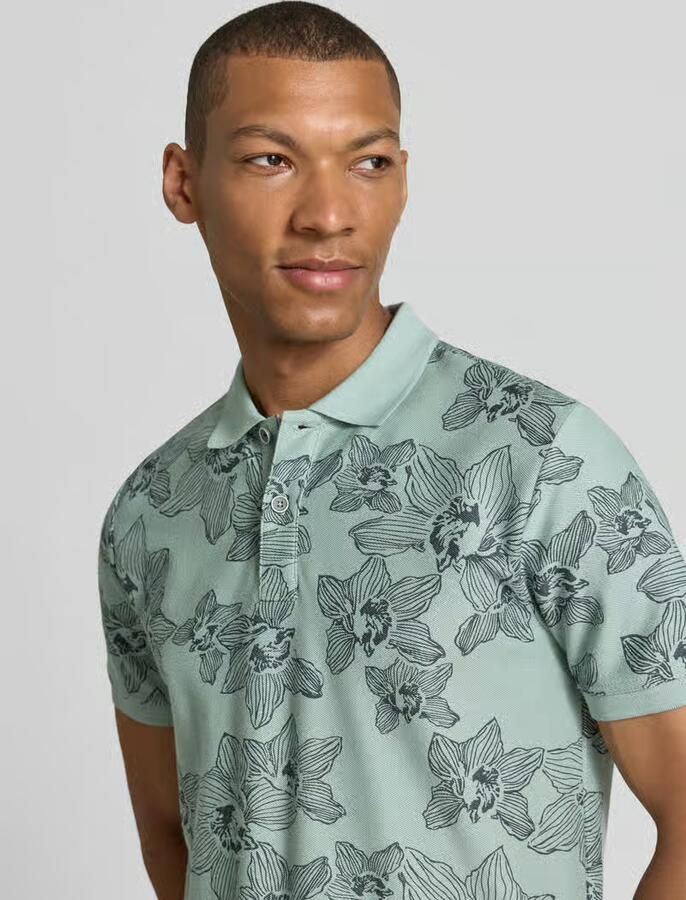 Lerros slim fit poloshirt met allover bloemenprint