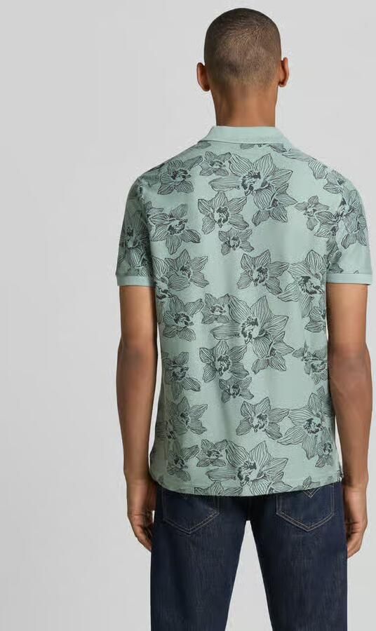 Lerros slim fit poloshirt met allover bloemenprint