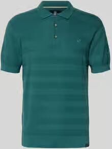 LERROS regular polo met ingebreid patroon blauw - Foto 3