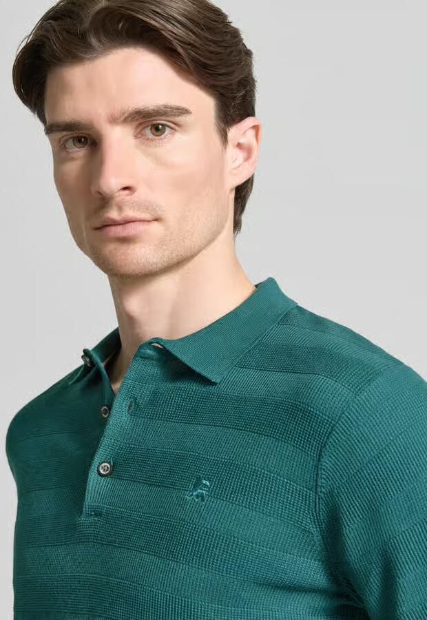 LERROS regular polo met ingebreid patroon blauw - Foto 3