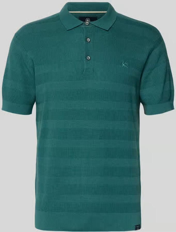 LERROS regular polo met ingebreid patroon blauw - Foto 4