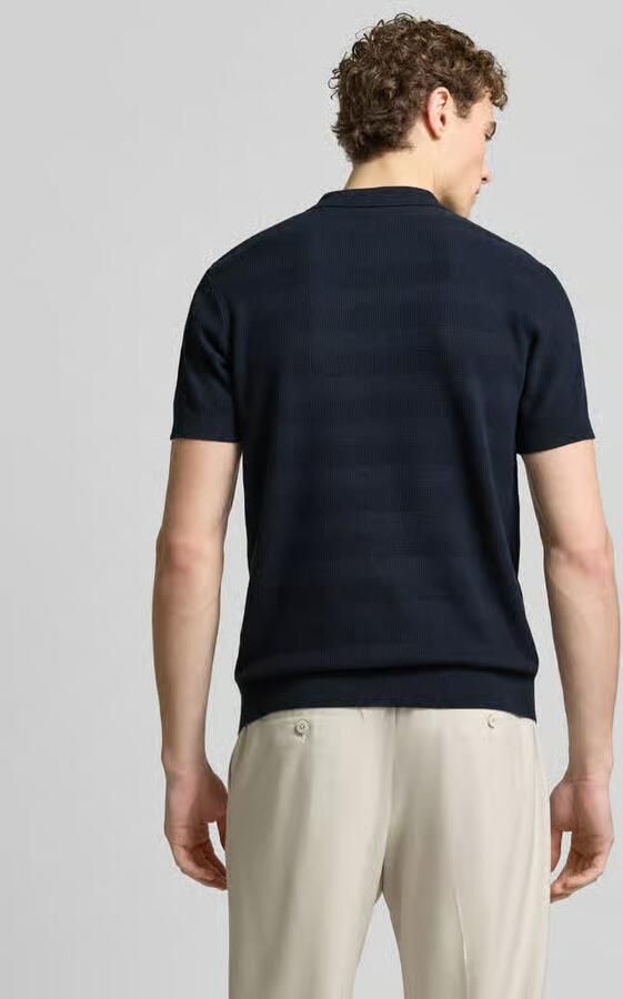 LERROS regular polo met ingebreid patroon donkerblauw - Foto 3