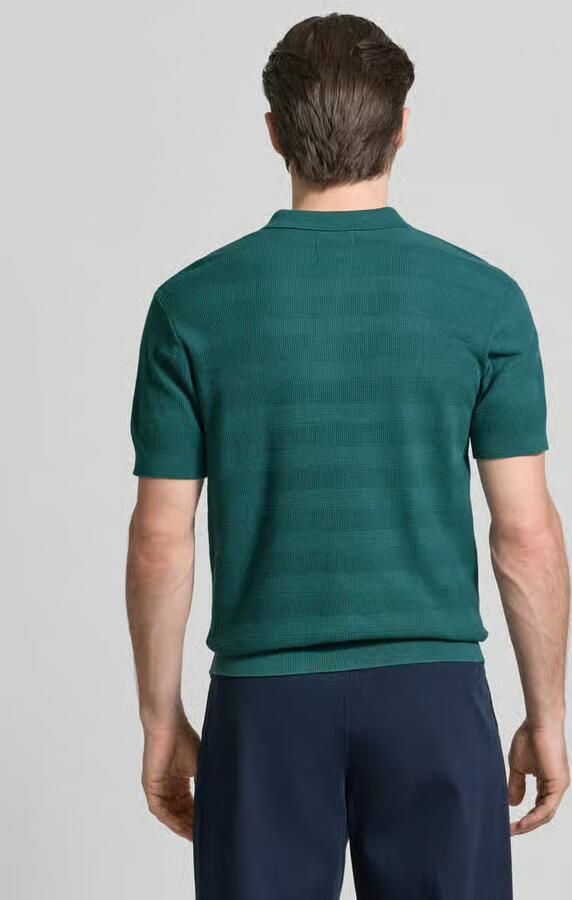 LERROS regular polo met ingebreid patroon blauw - Foto 4