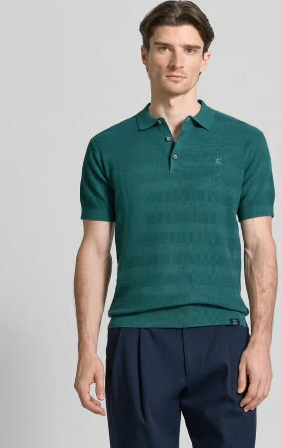LERROS regular polo met ingebreid patroon blauw - Foto 5