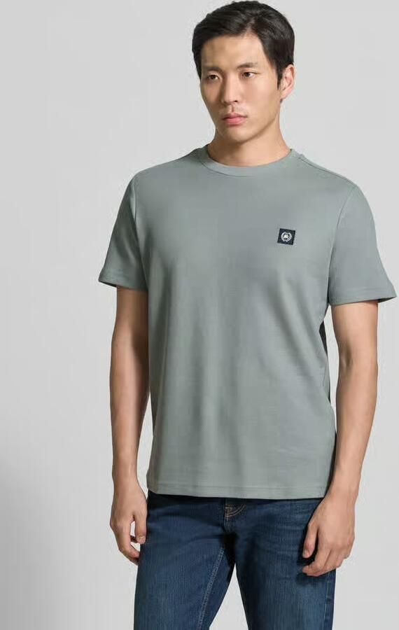 Lerros t-shirt met labelpatch en ronde hals - Foto 4