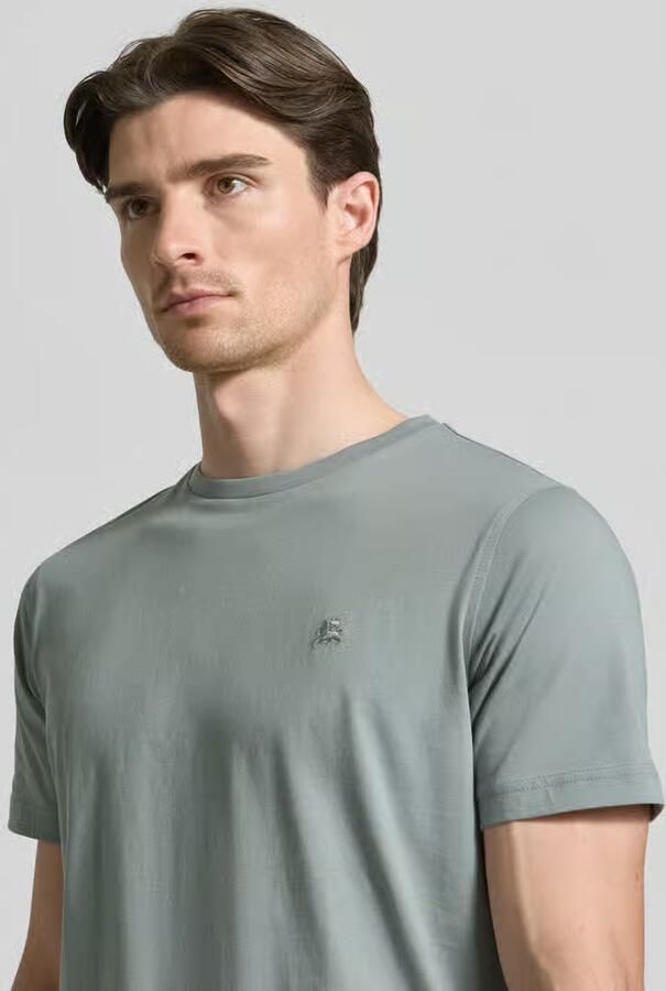 Lerros T-shirt met ronde hals en Gestikt logo
