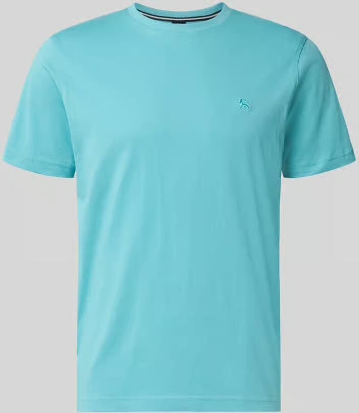 Lerros T-shirt met ronde hals en Gestikt logo