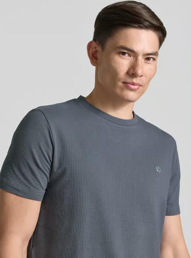 Lerros T-shirt met structuurpatroon en gestikt logo