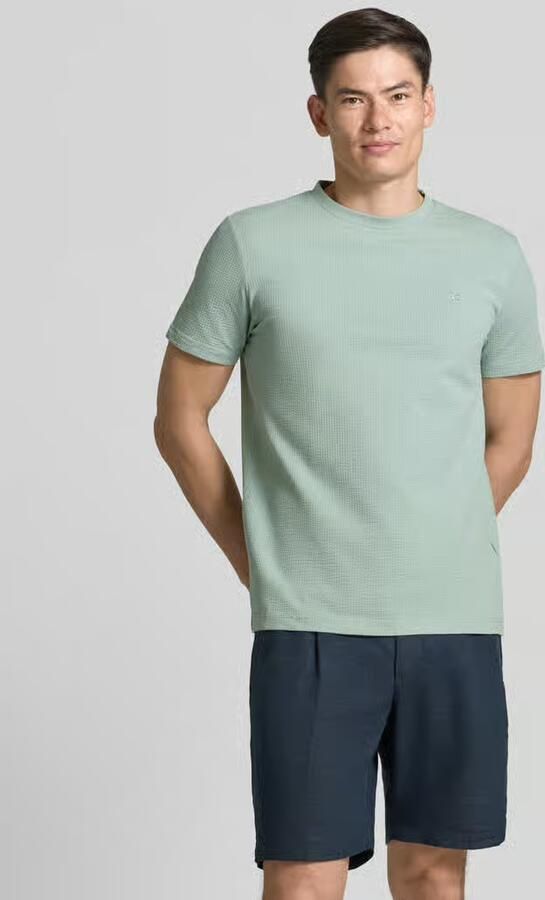 Lerros T-shirt met structuurpatroon en gestikt logo - Foto 4