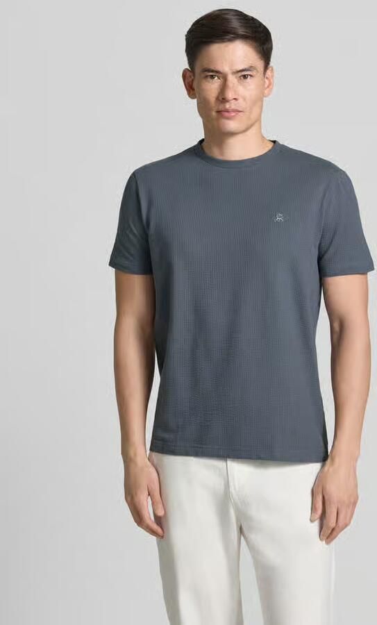 Lerros T-shirt met structuurpatroon en gestikt logo - Foto 3