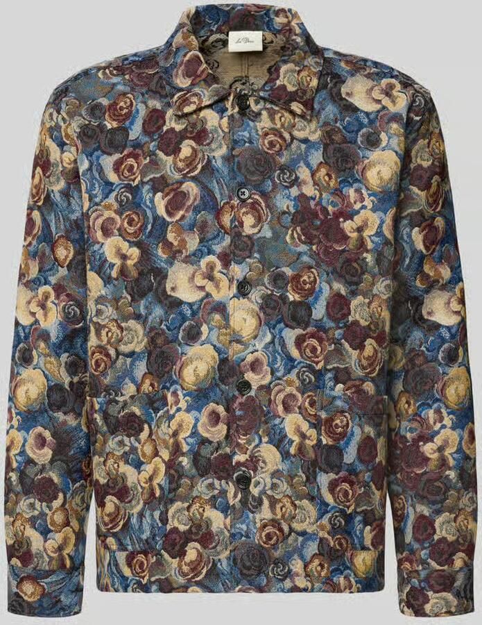 Les Deux Regular Fit overhemdjack in all-over look met kentkraag