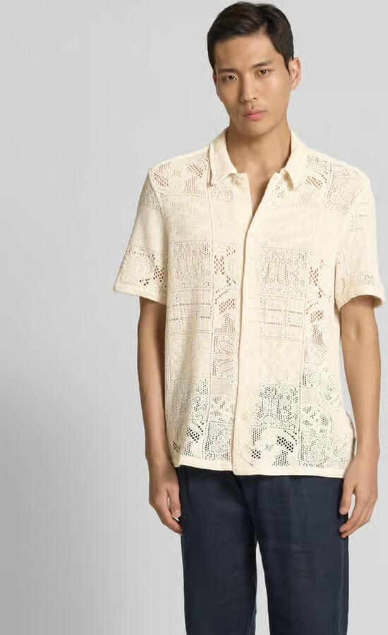 Les Deux Regular fit vrijetijdsoverhemd met broderie anglaise model 'Hector' - Foto 3