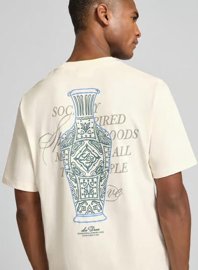 Les Deux t-shirt met motiefprint op de achterkant model 'Ben Faience'