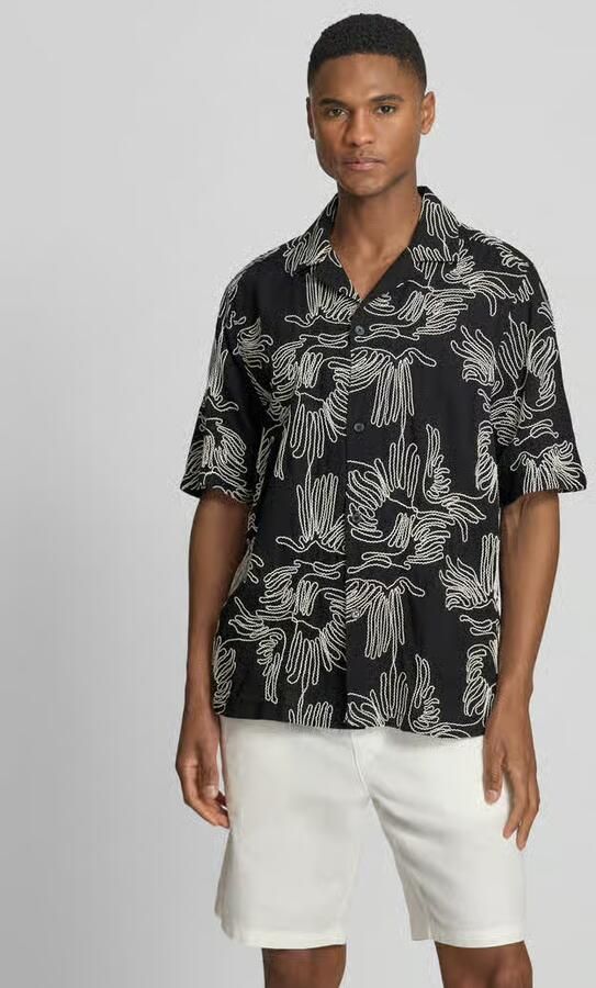 Les Deux Vrijetijdsoverhemd met all-over motiefstitching met bloemen model 'Liam' - Foto 4