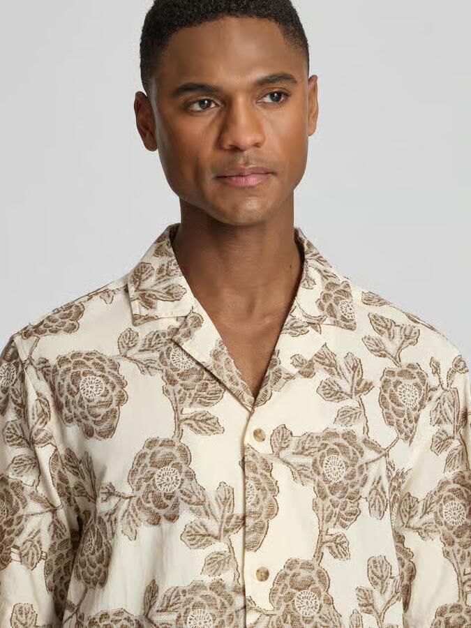 Les Deux Vrijetijdsoverhemd met bloemenmotief all-over stitching model 'Lesley'