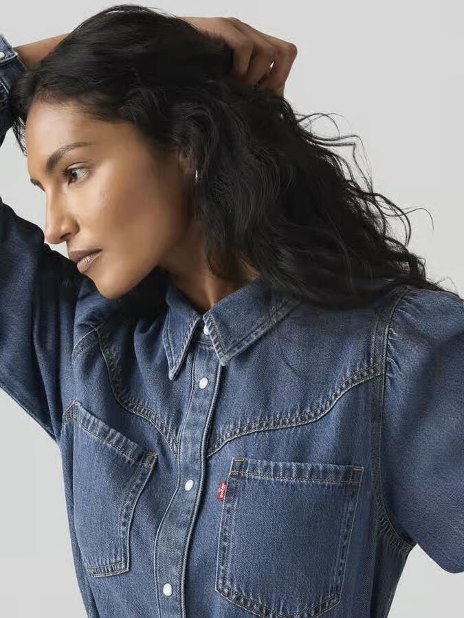 Levi's 300 Getailleerde overhemdjurk van mix van katoen en lyocell