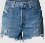Levi's Blauwe Katoenen Jeans Broek Kort 501 5 Zakken Versleten Effect Logo Blue Dames - Thumbnail 2