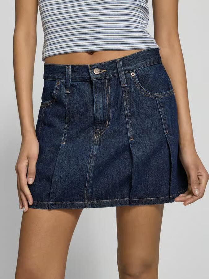 Levis LEVI'S Denim Pleated Skirt Blue- Dames Blue