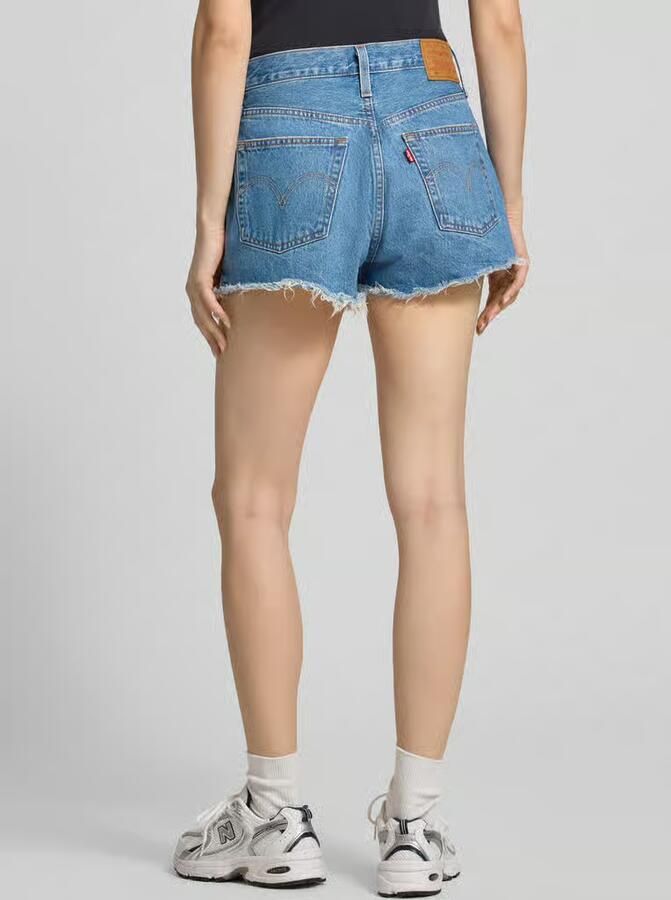 Levi's Blauwe Katoenen Jeans Broek Kort 501 5 Zakken Versleten Effect Logo Blue Dames - Foto 16