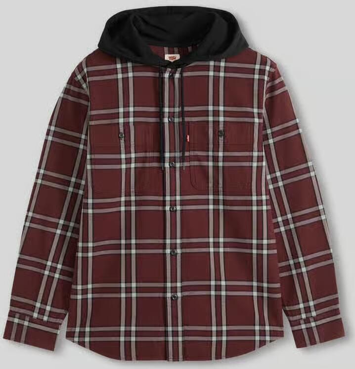 Levi's Regular fit vrijetijdsoverhemd van puur katoen met capuchon