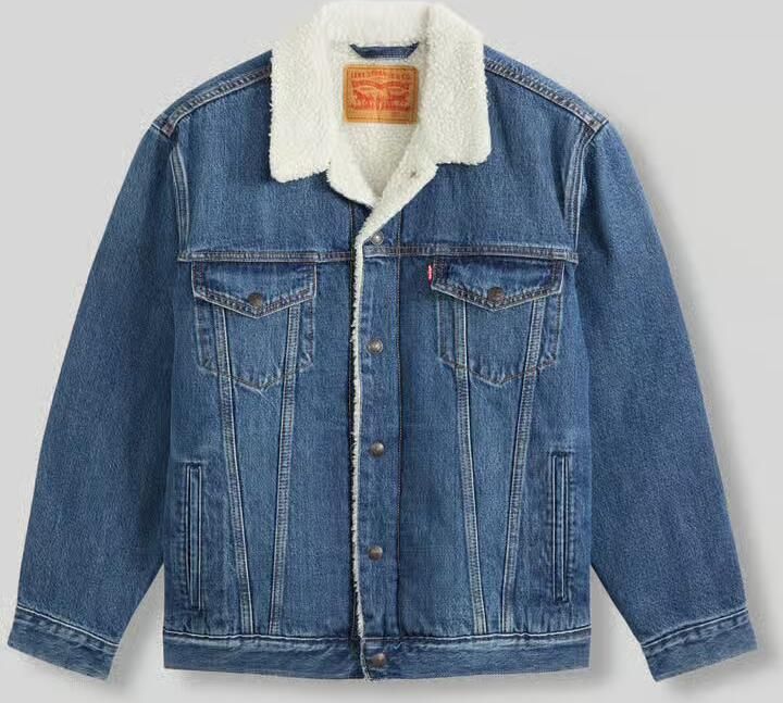 Levi's relaxed fit jeansjack van pure katoen met voering van teddybont