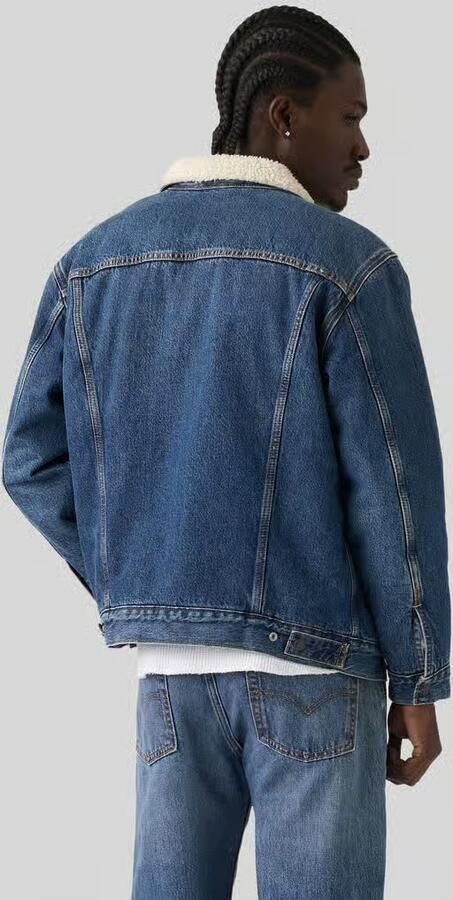 Levi's relaxed fit jeansjack van pure katoen met voering van teddybont - Foto 2