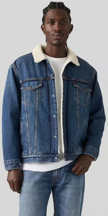 Levi's relaxed fit jeansjack van pure katoen met voering van teddybont - Foto 3