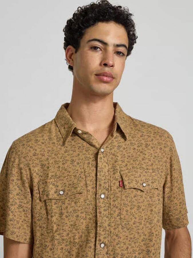 Levi's relaxed fit vrijetijdsoverhemd van mix van linnen en viscose model 'WESTERN'