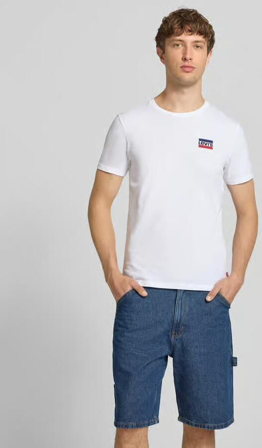 Levi's Slim fit T-shirt van puur katoen in set van 2 model '2PK CREWNECK GRAPHIC' - Foto 8