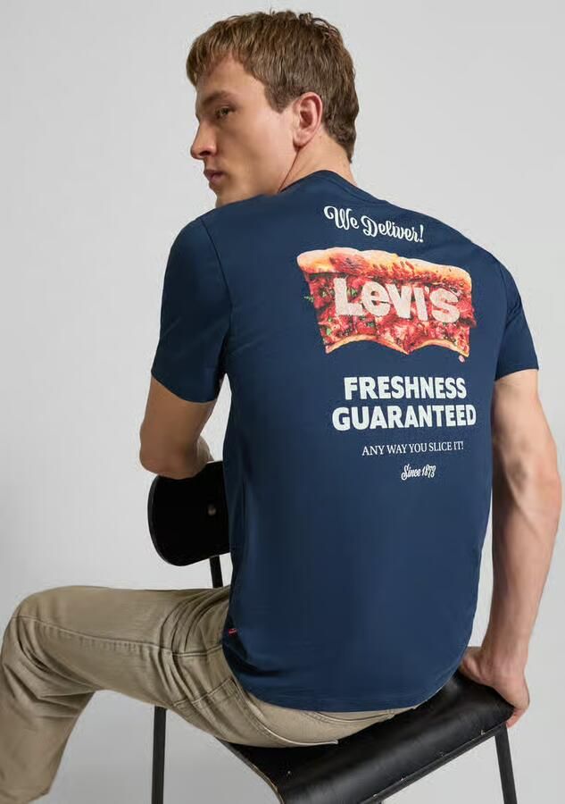 Levis LEVI'S Pizza Graphic T-Shirt Donker Blauw- Heren Donker Blauw - Foto 2