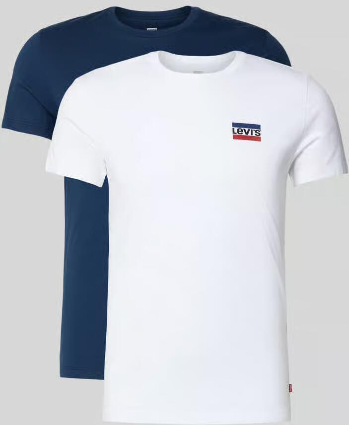 Levi's Slim fit T-shirt van puur katoen in set van 2 model '2PK CREWNECK GRAPHIC' - Foto 6