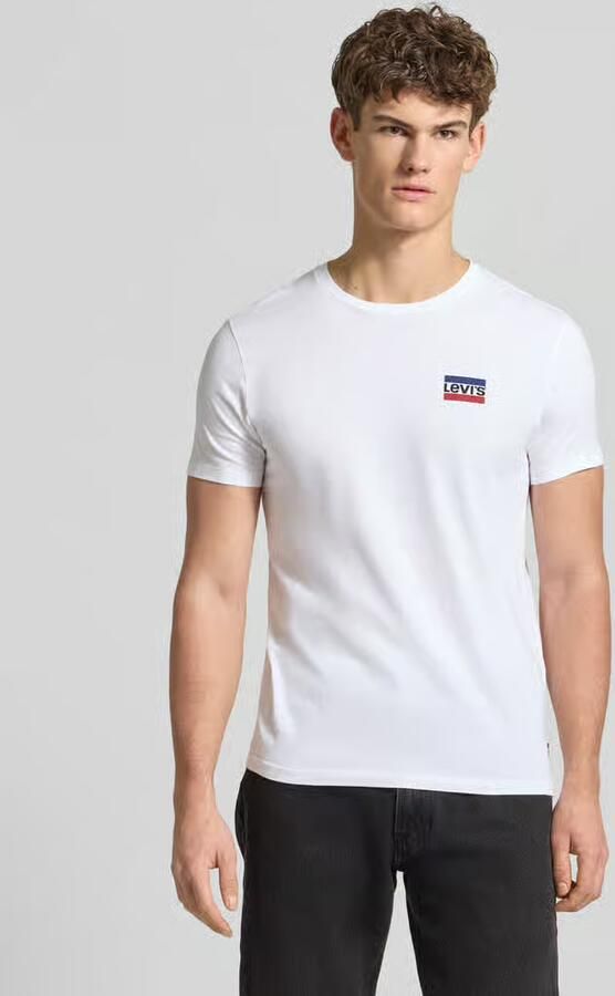 Levi's Slim fit T-shirt van puur katoen in set van 2 model '2PK CREWNECK GRAPHIC' - Foto 7