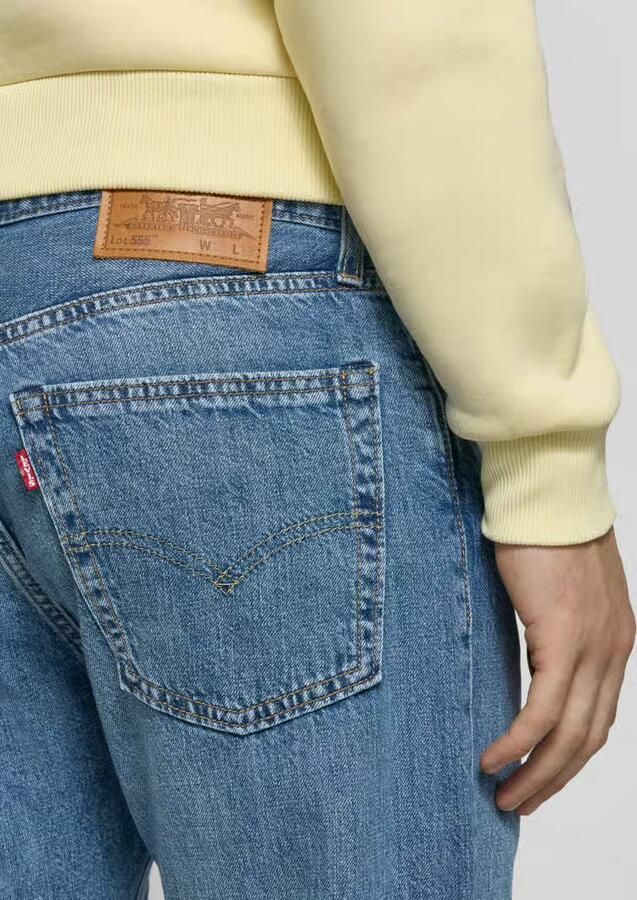 Levi's wide leg fit jeans van mix van katoen en linnen model '555 '
