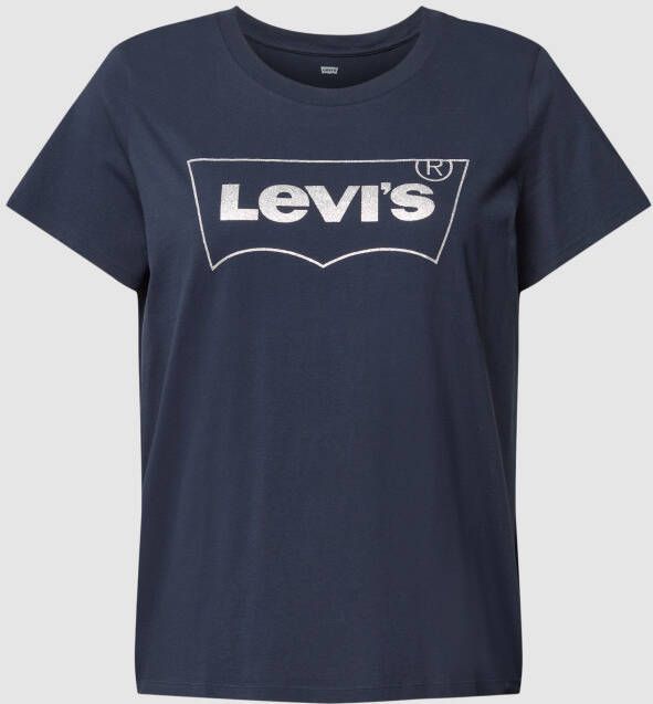 Levi's Plus T-shirt Perfect Tee met logo donkerblauw
