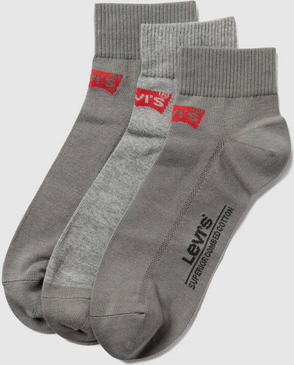 Levi's Sneakersokken met labelprint in een set van 3 paar model 'MID CUT'