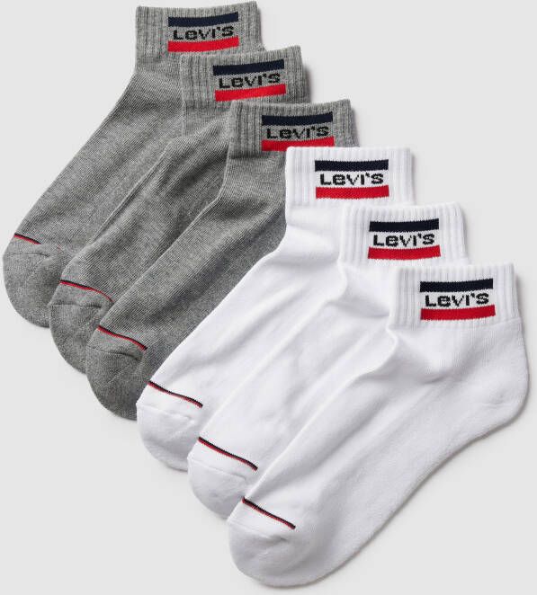 Levi's Sokken met labeldetail in een set van 6 stuks model 'MID CUT SPRTWR LOGO'