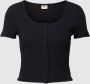 Levi's Zwart Katoenen T-Shirt met Knoopsluiting Black Dames - Thumbnail 2