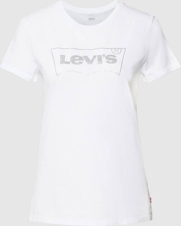 Levi's T-shirt met labelprint in metallic model 'THE PERFECT TEE'