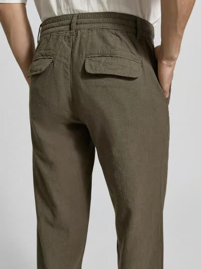 Lindbergh Broek van mix van katoen en linnen met elastische tailleband