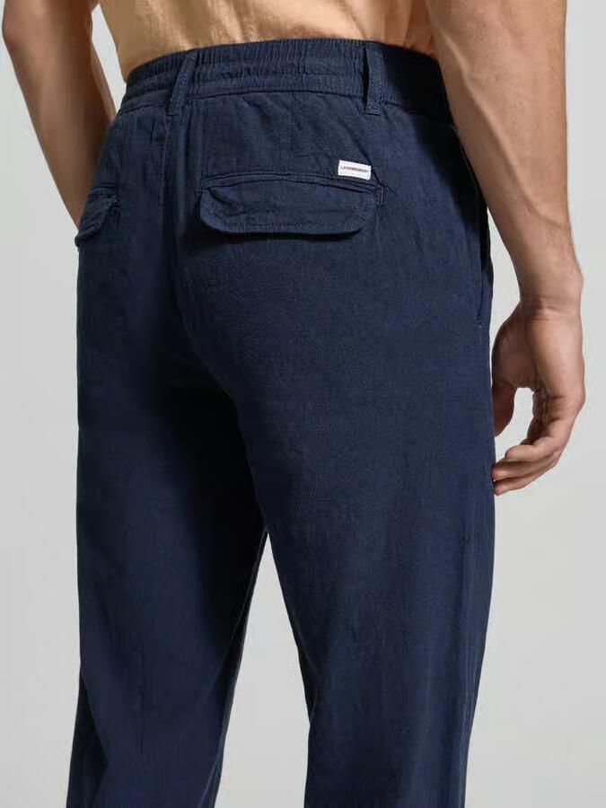 Lindbergh Broek van mix van katoen en linnen met elastische tailleband