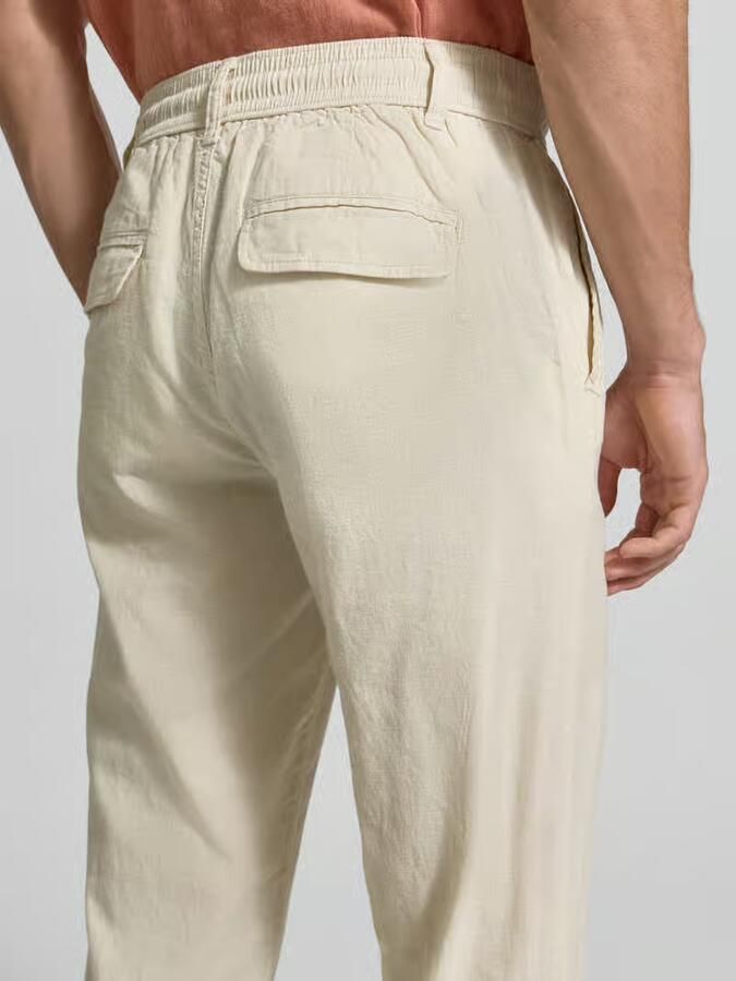 Lindbergh Broek van mix van katoen en linnen met elastische tailleband