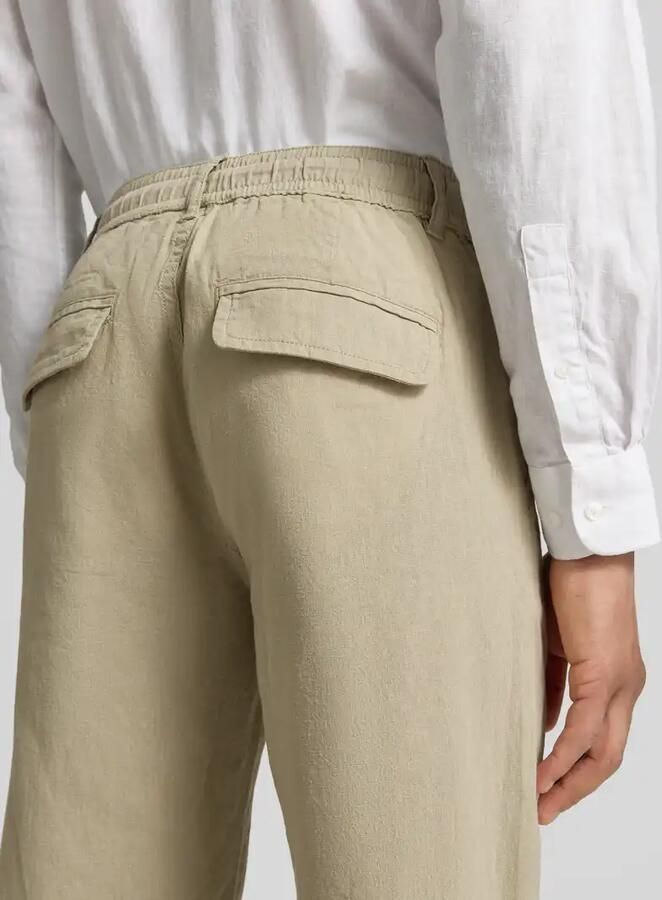 Lindbergh Broek van mix van katoen en linnen met elastische tailleband