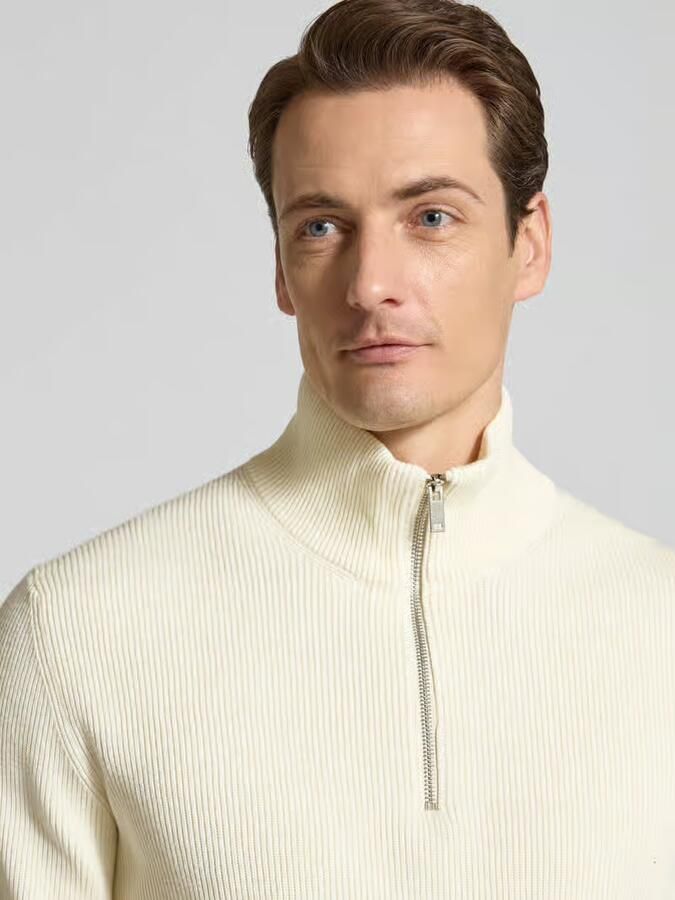 Lindbergh Gebreide pullover met opstaande kraag en ritssluiting