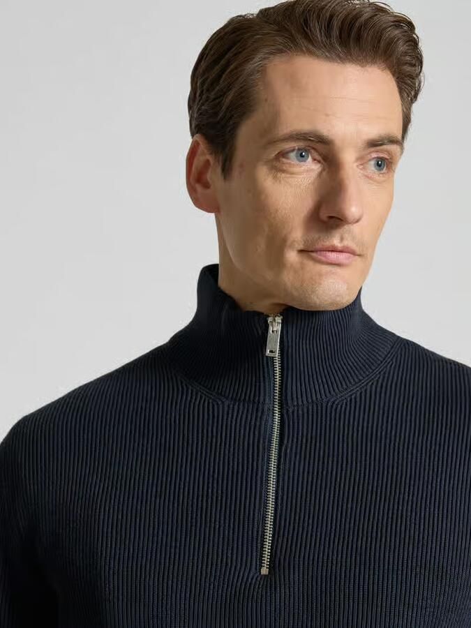 Lindbergh Gebreide pullover met opstaande kraag en ritssluiting