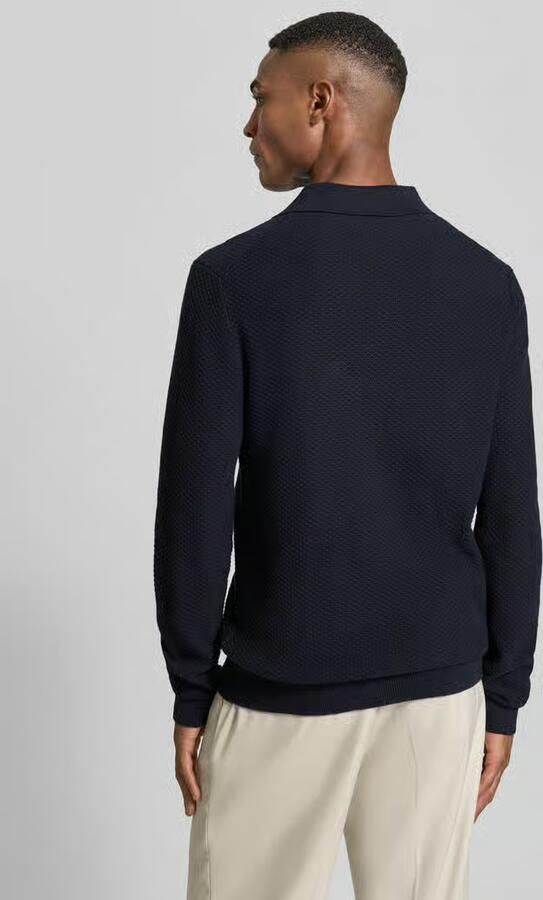 Lindbergh Gebreide pullover met structuurmotief en platte kraag